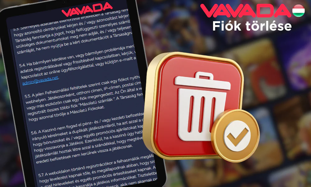 Utasítások a fiók törléséhez a Vavada-ban